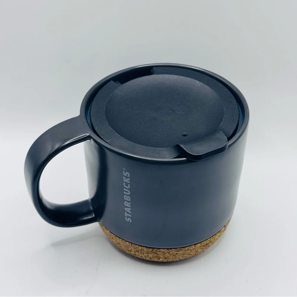 Starbucks STARBUCKS 2016 Brown Ceramic CORK BOTTOM Coffee MUG w/TRAVEL LID 12oz. - Picture 2 of 9